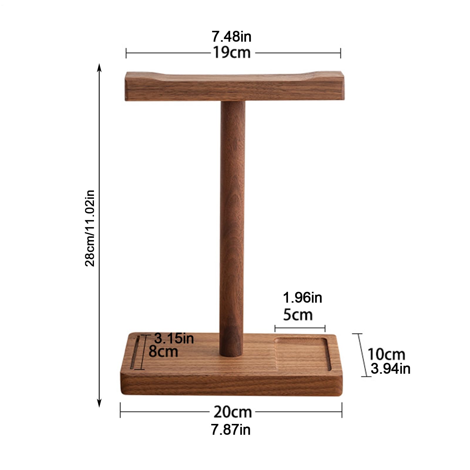 Supporto per cuffie in legno – Supporto da scrivania in noce nero | per cuffie da in legno massiccio | Organizzatore di audio elegante per la configurazione dello studio di ufficio,