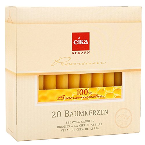 Eika Box of 20 Finest Beeswax Tree Candles Honey Yellow 100 Percent Beeswax High 10.5 Centimeters - Thumbnail 2