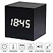 Produktbild Wecker Digital Holz LED Uhr XAGOO LED Alarm Uhr, Hölzerne Wecker Cube Wecker, Mini-LED-Digital-Zeit Datum Temperaturanzeige - Stimme und Berührung aktiviert USB / AAA (Schwarz)