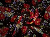 Tela de crepé digital CDC de seda pura con estampado floral de color negro [8012]