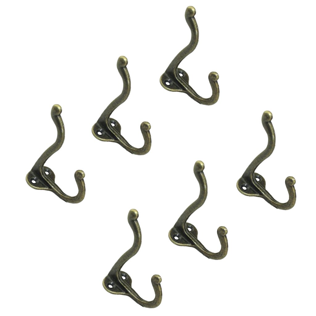 WOVEBIUS 6X Cloth Coat Towel Hangers Door Wall Kitchen Bedroom Bathroom Hooks #6,Bronze,Type 3