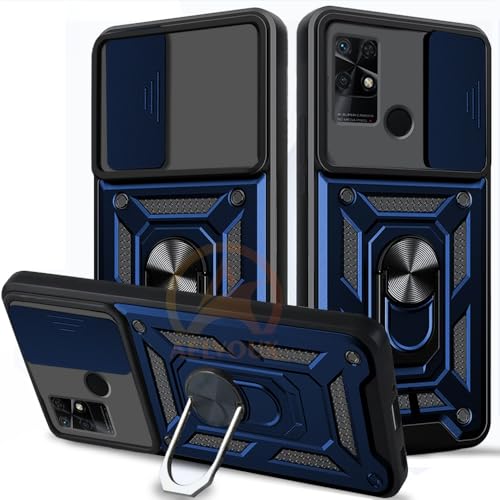 Image of Armor Bumper Back Cover Case for REDMI 10 /10 Power | Rotating Camera Cover, Ring Holder & Kickstand | Heavy Duty & 360 Degree Protection REDMI 10 /10 Power Back Cover (Blue)