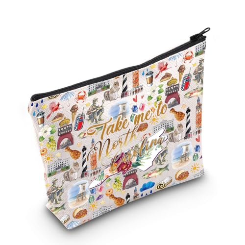 WZMPA North Carolina State Travel Makeup Bag North Carolina Tourist Gift Take Me To North Carolina Zipper Bag North Carolina Tour Gift