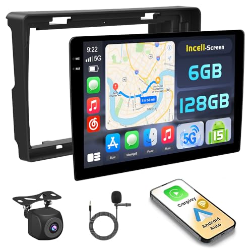 Hikity 4+64GB Radio Coche Android 15 para Citroen Berlingo B9 2008-2017/Peugeot Partner 2008-2019 con Carplay Android Auto Inalambrico,9'' Incell Pantalla con BT/GPS/WiFi/FM/RDS+Cámara Trasera+Mic