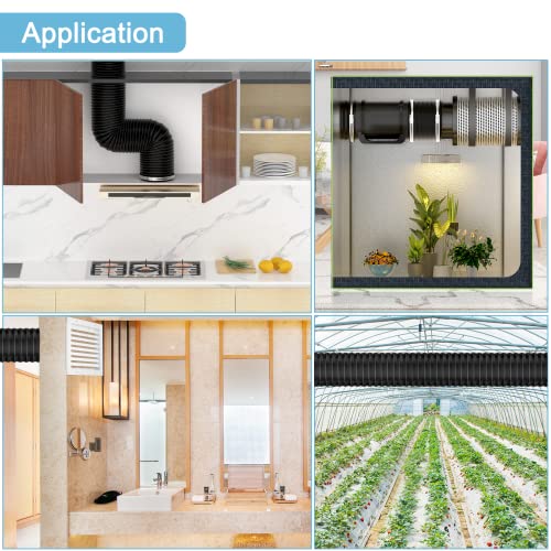 Hon&Guan 4 Inch Aluminium PVC Ventilation Air Ducting Flexible Hose 100mm with 2pcs Clamps for Universal Tumble Dryer Cooker Hood - Image 4