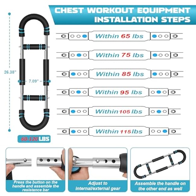 Twister Arm Trainer Exerciser Adjustable 65-110lbs Chest Shoulder Arm Workout Equipment with 2pcs Wrist Brace, Arm Trainer Detachable Design Fitness Upper Body Fitness Machine for Home & Gym