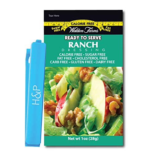 Walden Farms On-the-Go Salad Dressing Packets in Ready to Serve Calorie Free Packs, 20 - 1 oz Ranch Pouches with H&P Clip