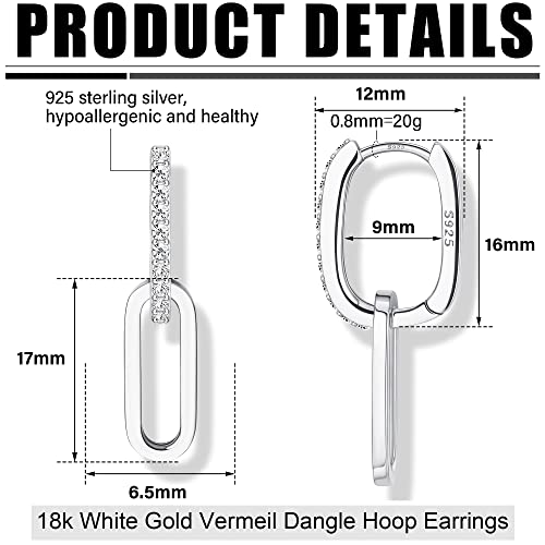 MILACOLATO 925 Sterling Silver Hoop Earrings for Women 18K Gold Silver Plated Drop Dangle Hoop Earrings with Charms Cross Spike Moon Star Paperclip Link Statement Earrings Convertible Link Huggie Earrings Hypoallergenic2