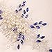 BERYUAN Wedding Blue Crystal Rhinestone Hair Comb Pearls Crystal Rhinstone Headpiece Pearls Wedding Headband Silver Bride Hair Accessory for Brides (blue)