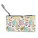 Cartera de Lona Watercolor Sweets Donats Candy Cupcake Dessert Small Coin Purse,Canvas Change Purse Pouch Mini Wallet Coin Bag with Zipper, Compact Pencil Pen Case Clutch Pouch