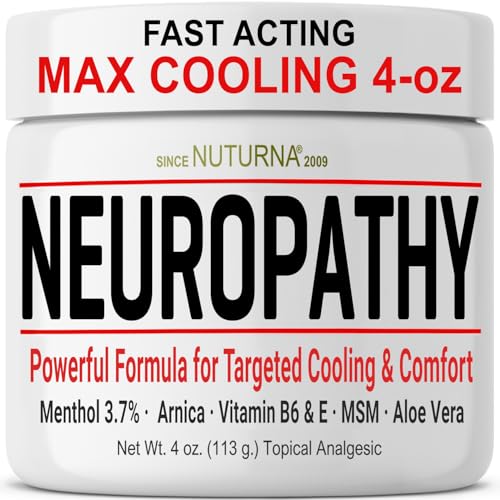Neuropathy Nerve Cream - Fast Acting for Feet Hands Legs Toes Back - Ultra Strength Menthol Arnica Aloe Vera MSM, Soothing Natural Nerve Comfort, Paraben-Free 4 Oz