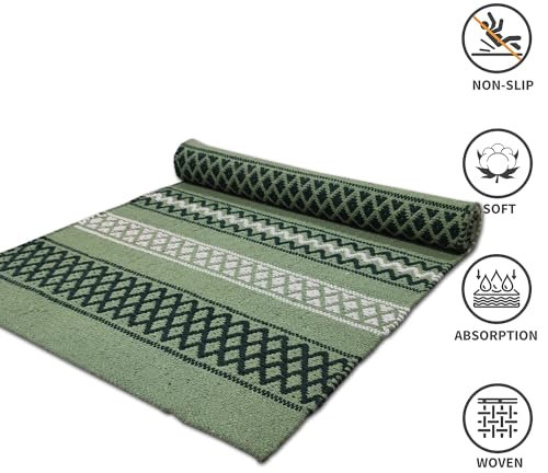 Image of 2x5 ft Cotton Carpet Runner - Soft & Breathable Rug for Indoor-Outdoor Styling with Geometric Appeal