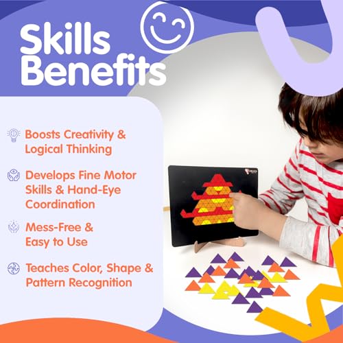 Image of Popcorn Triangle Puzzle for Kids for Age 5+ Years, Magnetic 200 Foam Wonder Puzzles, Imagination Shape, Animals, Fruits, Flowers, with Display Stand, Creative, Educational Activity for Kid