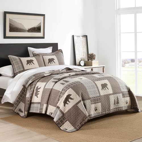 Image of Cabin Plaid Quilt King Size - 100% Cotton Western Bedding Set