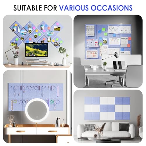 Image of MaxGear Felt Bulletin Board 48 inch x 36 inch, Light Blue Felt Wall Tile Wall Decor