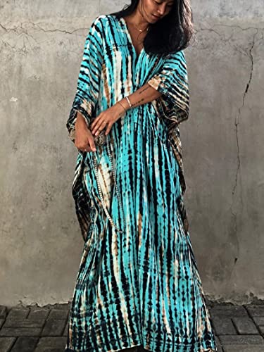 Image of Kaftan Dresses for Women Plus Size Summer Beach Dress with Print and Swim Cover Ups