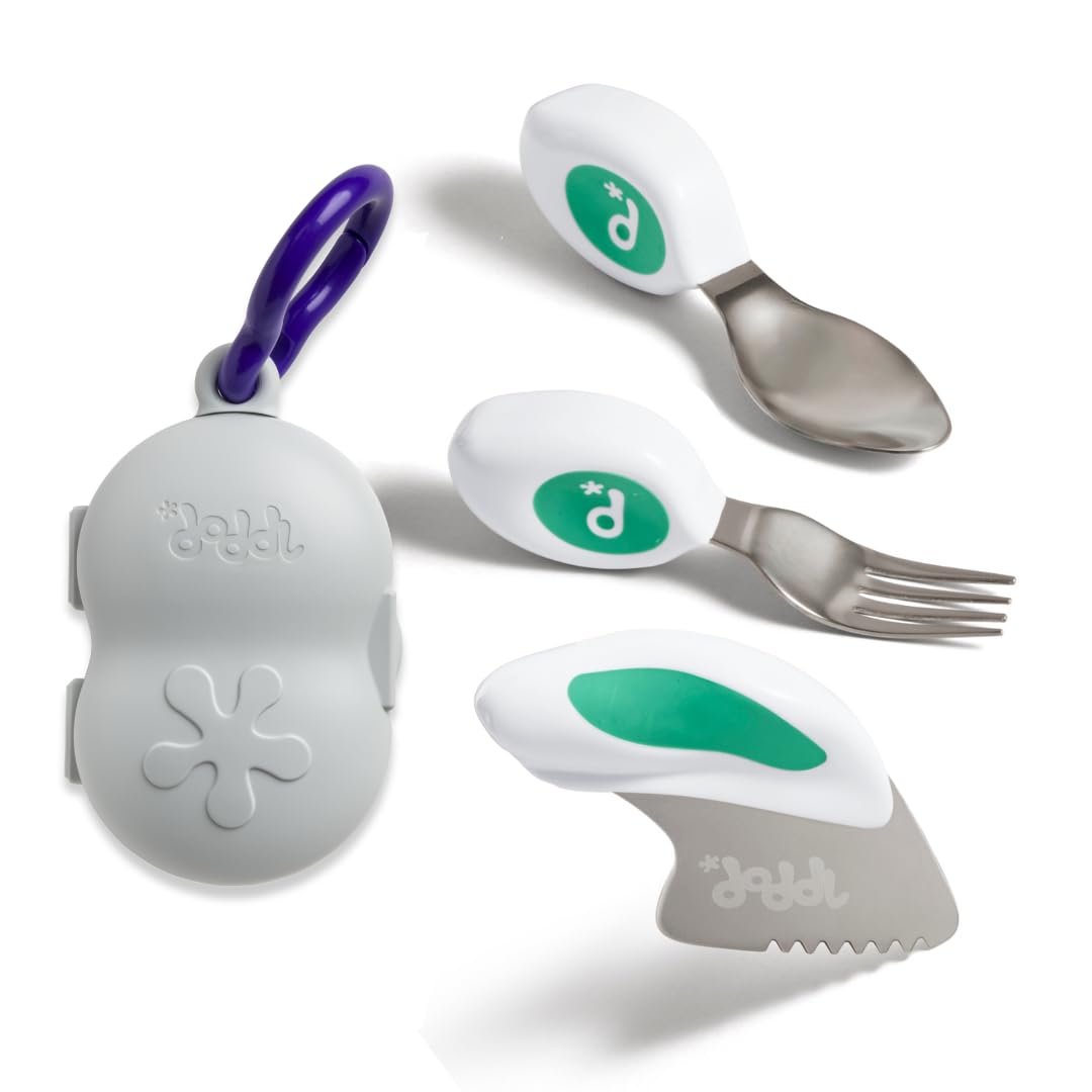 doddl Toddler Cutlery Set (2–4 Years) – 3-Piece Knife, Fork & Spoon – Safe Cutting & Big-Kid Grip (Fresh Green + Case) — image 1