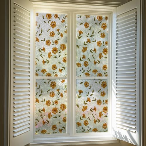 Película de privacidad para ventana con flores amarillas 17x40 in miniatura 3