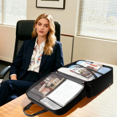 Image of Arcoyard Rolling Laptop Bag for Women, 17.3 Inch, Beige Brown | Large Rolling Briefcase, Waterproof Pocket, Computer Bag with Wheels, For Office Travel Business Teacher Commute