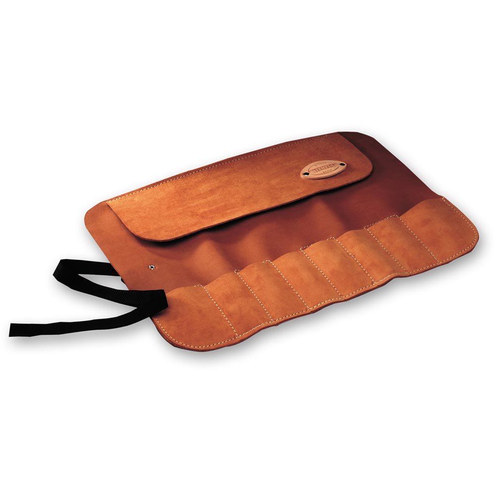 Faithfull Suede Leather Chisel Roll - 8 Pocket, Water Resistant & Compact Tool Organizer - Tan