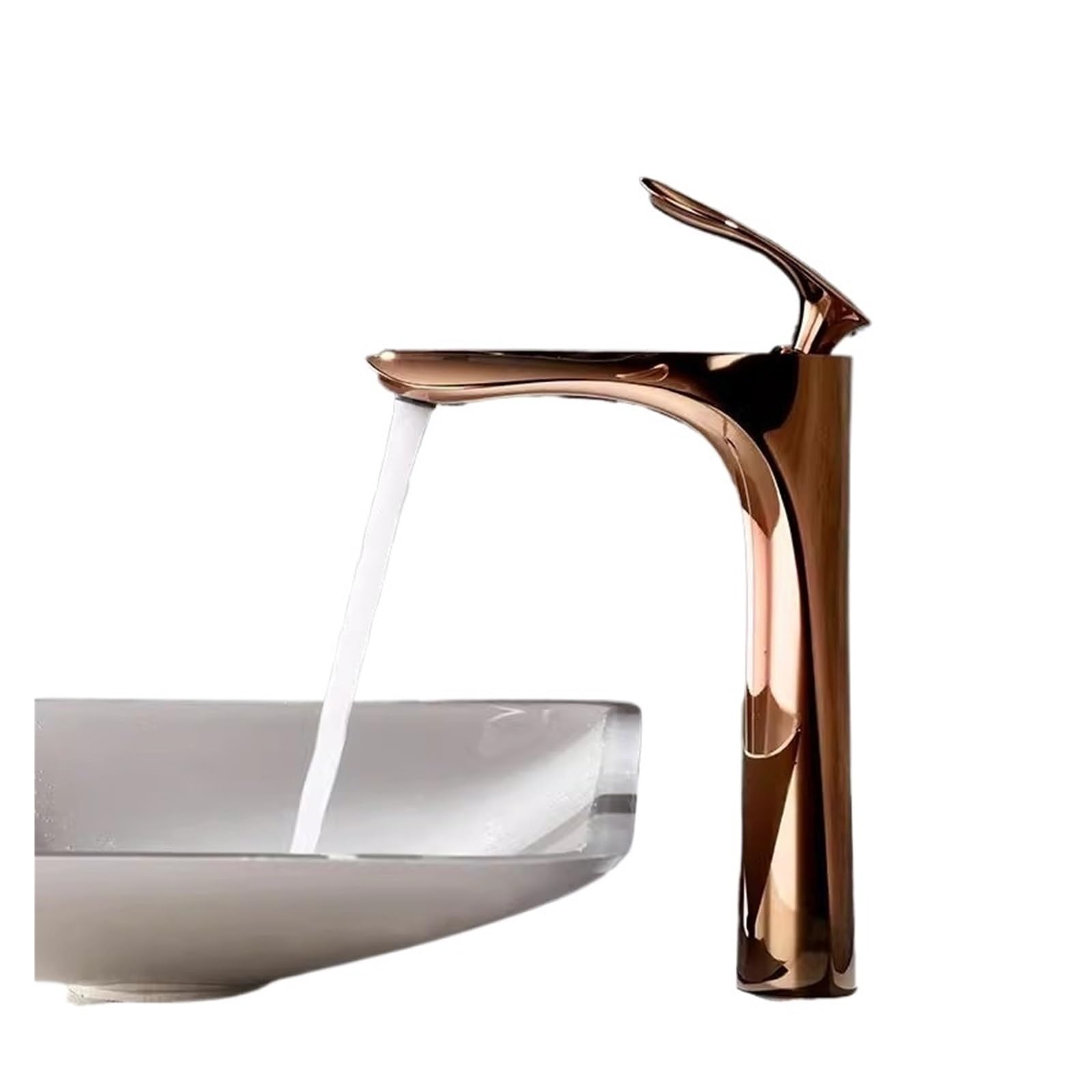 Robinet de salle de bains or rose mitigeur évier chaud froid haut