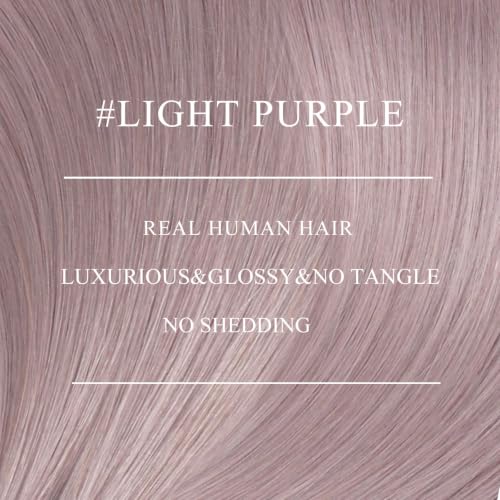 Image of YoungSee Nano Beads Hair Extensions Human Hair Light Purple Nano Hair Extensions Human Hair Purple Nanoring Extension 14 Inch for Short Hair Silky Straight 25 Strands 25g