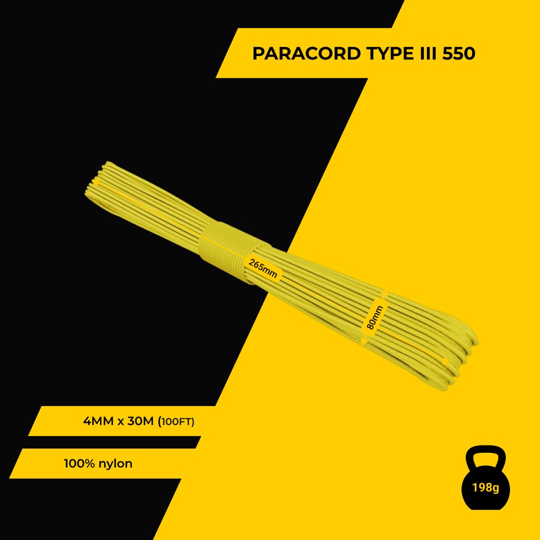 EdcX 2 mm Nylon Paracord 275 (15, 30, 50 and 100 m)- 100% Nylon rope, 3-Strand cord, Nylon cord 2 mm in Many Colours (Yellow, 30 m) - Image 2