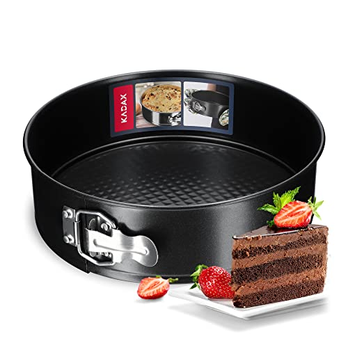 KADAX Tortenform, Ø 21,5cm-30cm, Springform aus verzinkten und Antihaftschicht Blech, runde Backform, Kuchenform mit Flachboden, auslaufsicher (∅ 26cm, Schwarz)