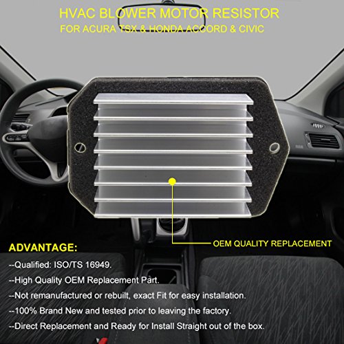Hvac Fan Blower Motor Resistor Replacement For 2004-2008 Acura Tsx 2003-2006 Honda Accord 2006-2008 Honda Civic 2005-2010 Honda Odyssey 2009 Honda Pilot Replaces Ru-398, 79330Sdra01, 79330Sdaa01 #TOP5