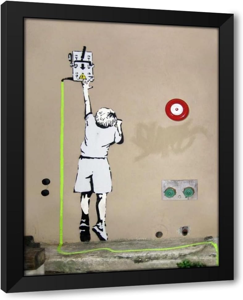 ArtDirect Boy - North 6th Avenue, NYC (graffiti attributed to Banksy) Custom Framed Art Print Giclee Print or Canvas Options with Various Sizes and Customization by Anonymous (attributed to Banksy)