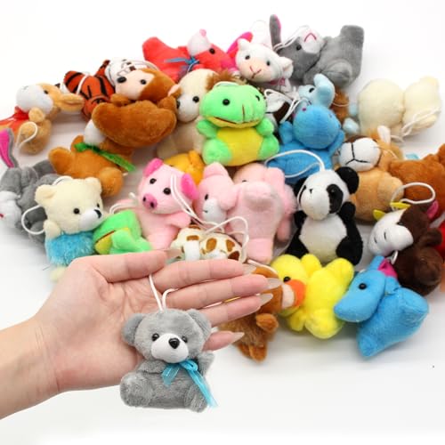Celestia 30 Pack Mini Animal Plush Toy, Stuffed Animal Bulk for Kids Small Animals Plush Keychain Decoration, Carnival Prizes - Image 3