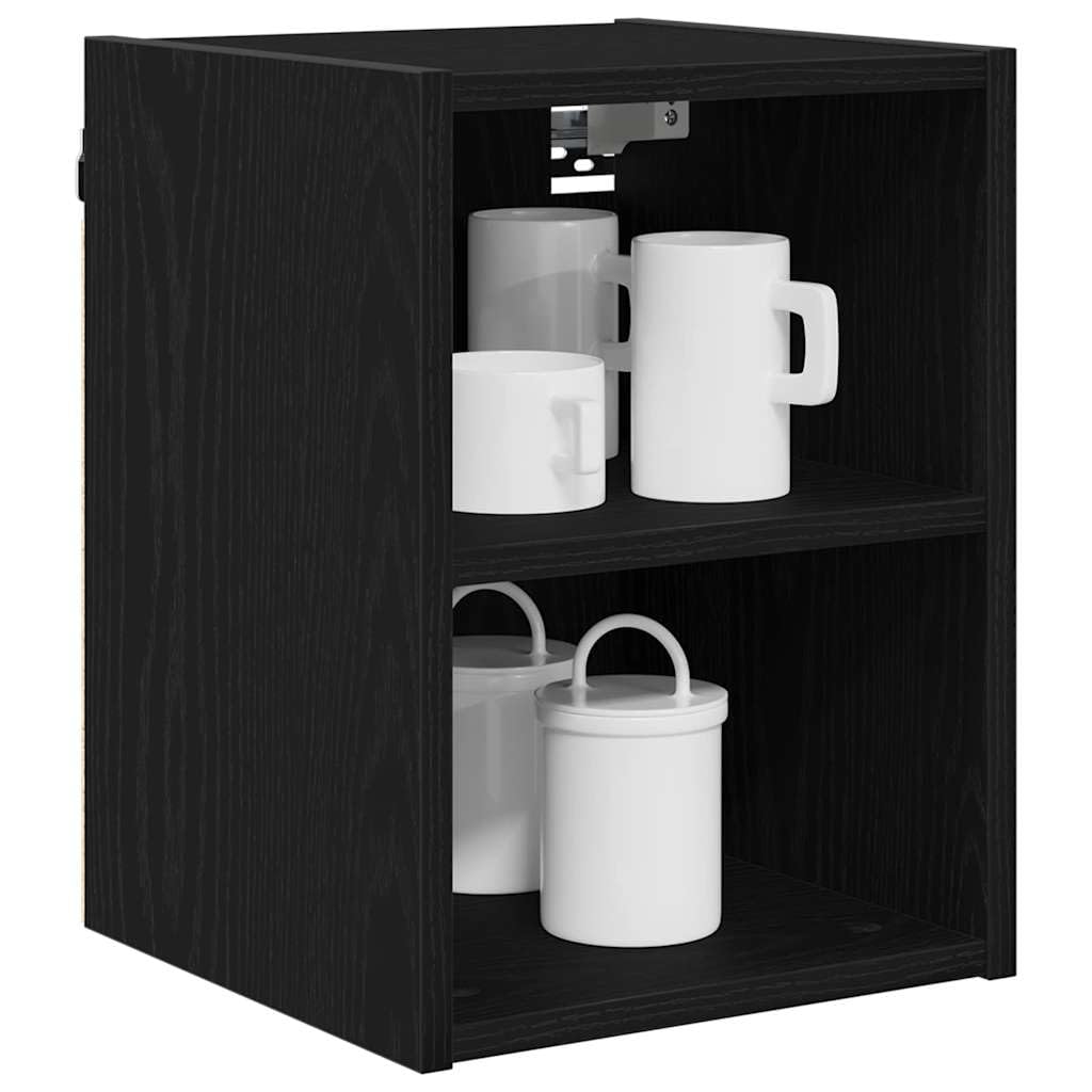 Hängeschrank Schwarz Eichen-Optik 30 x 29,5 x 40 cm Küchenaufbewahrung mit viel Stauraum für Moderne Wohnräume ideal für Geschirr, Utensilien, Vorratsschrank, Organizer und mehr