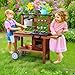 ROBOTIME Mud Kitchen for Kids With Wheels, Wooden Playset With Accessories, Outdoor Play Kitchen, Fun Backyard Pretend Toy for Boys Girls Ages 3+