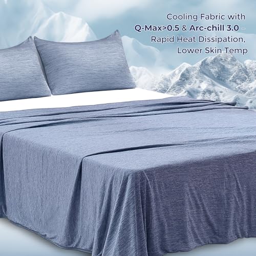 Luxear selbstkühlende Decke, Arc-Chill Q-Max 0,5 Kühldecke, 2 in 1 Doppelseitige Dünne Sommerdecke Baumwolle, kühlende Decke für Menschen Bettüberwurf Babydecke Kuscheldecke, 150 x 200cm Blau