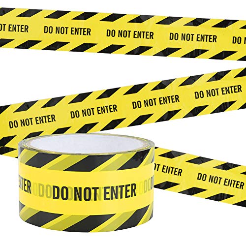 Irich Wasserdicht Warnband Selbstklebend, OPP Warnung Absperrband mit Mutige Schwarze Font für Arbeitsplatz Gefahrenzone (Gelb-Schwarz Geneigte Bar DO NOT Enter, 25m*4,8cm) Cover