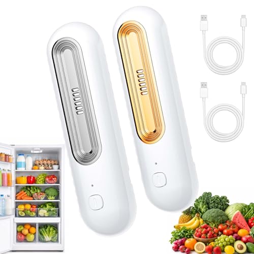 Ozoori KüHlschrank Deodorierer 2026 Neu Mini Ozoori Original Geruchsneutralisierer mit 2 Modi Luftreiniger für KüHlschrank & Auto verwenden Bedienen Kompakt & Filterlos (Silber+Gold)