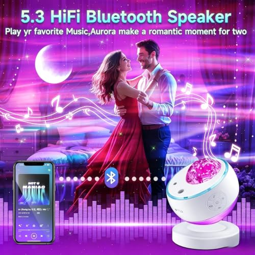 Image of Galaxy Projector Sound Machine Aurora Night Light Projector with 30 Sounds,16 Colors Star Northern Lights Projector Bluetooth Speaker, Remote Timer Teen Gift Led Lights Mood Sensory Light for Autism