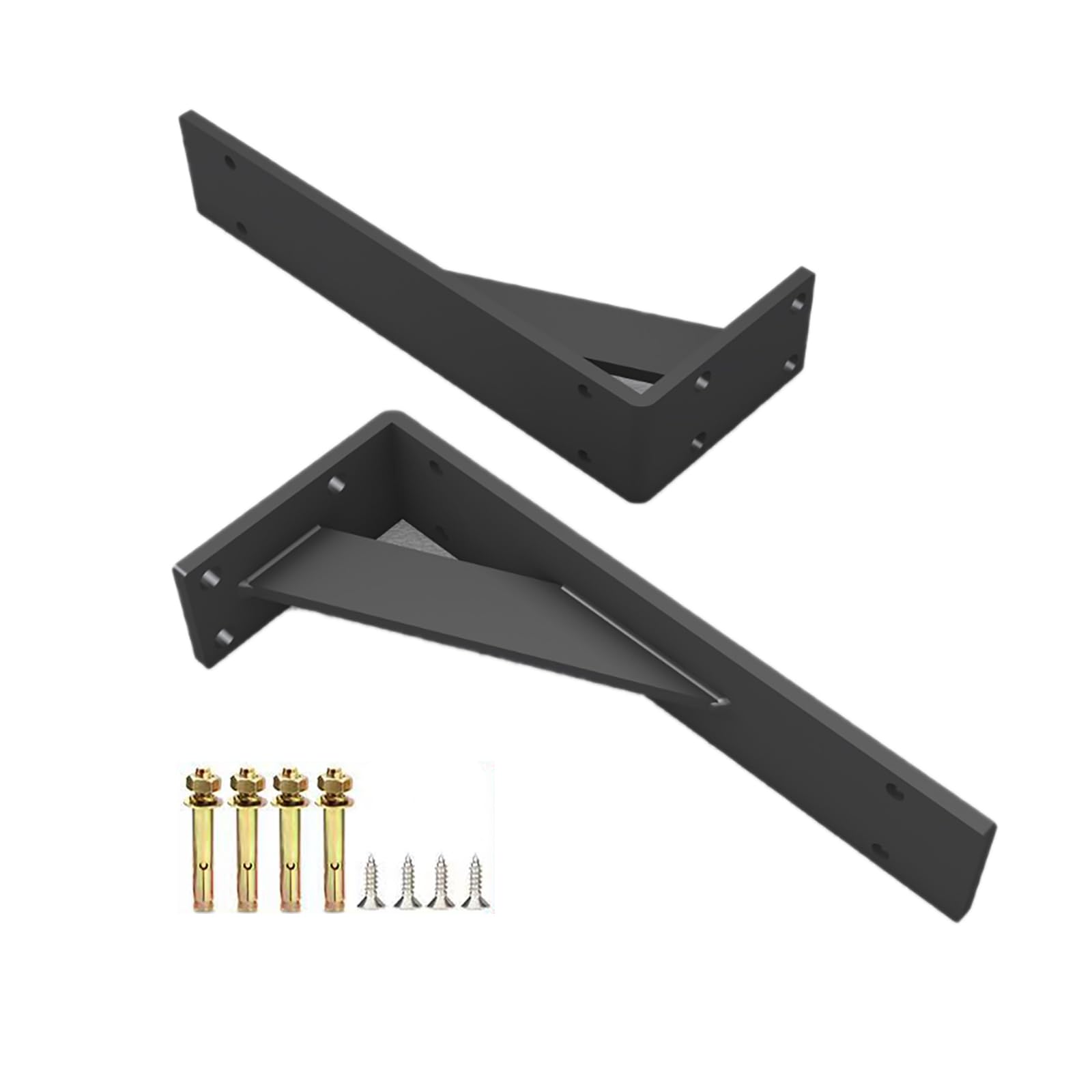 2Pcs Staffe per Mensole Industriali Resistenti, Carico Massimo 500 Kg, Staffe Triangolari in Metallo Nero per Supporto per Mensole Fai-da-te, Staffe di Supporto per Mensole a Parete (40cm/15.7in)