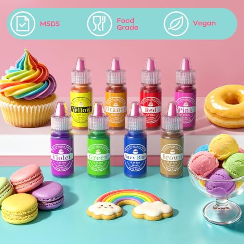 Image of Food Coloring Set - 8 Colors Liquid Edible Dye for Baking Cake Cookie 6ml