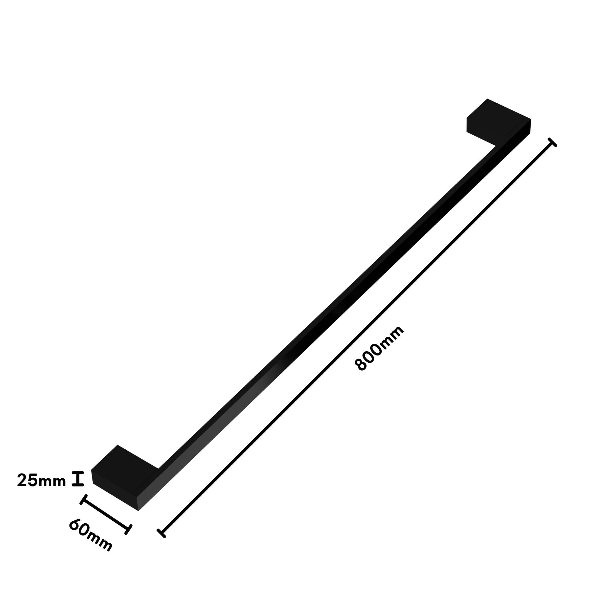 Kalb | Wieszak na ręczniki Lenn aluminiowy, bardzo długi (80 cm), na ścianę, podwójne mocowanie, do łazienki i umywalki, czarny lub chrom, wieszak na ręczniki (czarny)