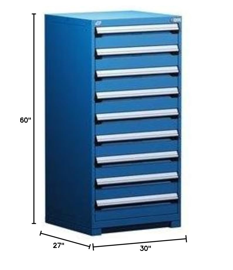 Rousseau Heavy-Duty Stationary Cabinet (with Compartments), 9 Drawers (30"W X 27"D X 60"H) R5ADG-5813