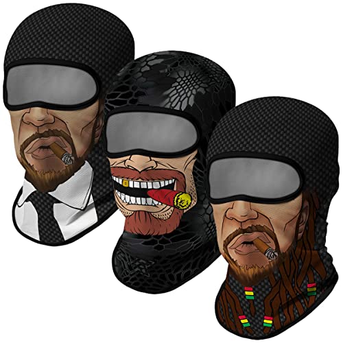 Image of 3PCS Balaclava Ski Mask Motorcycle Full Face Mask Outdoor Tactical Hood Headwear Mask Unisex for Cycling Halloween Windproof