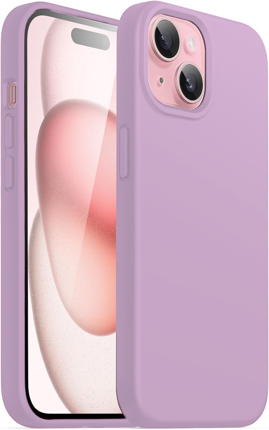 DIZORO Compatible for iPhone 15 Plus Case 6.7, Slim Liquid Silicone 3 Layers Full Covered Soft Gel Rubber Phone Case Protective Cover 6.7 Inch - Official Purple