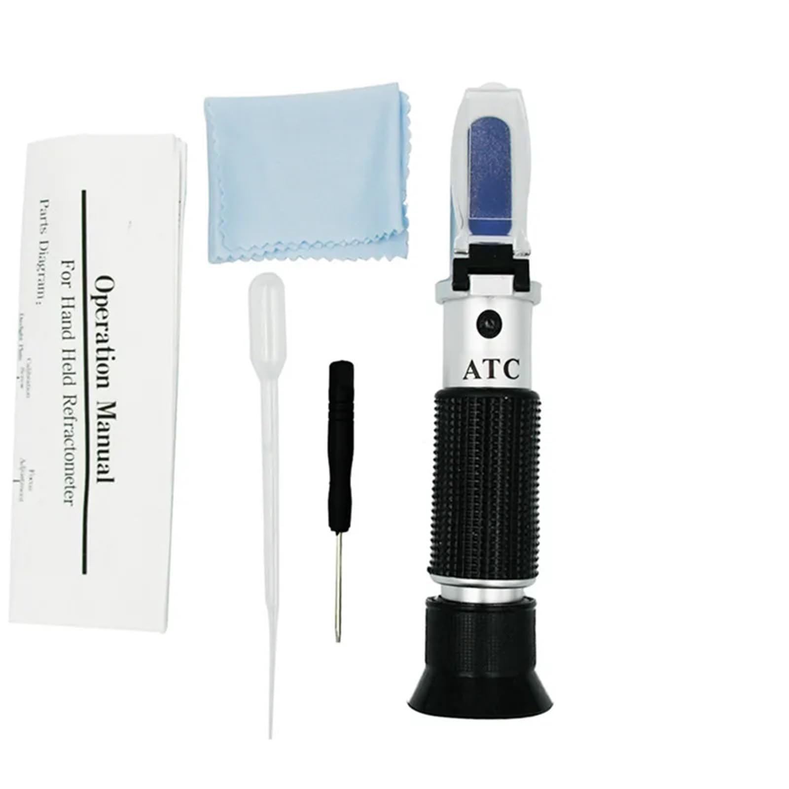 Kogedss Without Box Refractometer, Refractometer 0-32% Sugar Concentration Meter Densimeter Saccharimeter Sugar Tester Fruits Grapes Atc Handheld(Without Box)