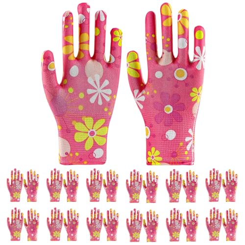 Orixo 12 Paar Gartenhandschuhe Damen, Gartenhandschuhe für Damen, Arbeitshandschuhe Damen, mit Blumenmuster & weicher Latex Beschichtung, für Gartenarbeit, Reinigung, Angeln, Camping Orixo 12 Paar Gartenhandschuhe Damen, Gartenhandschuhe für Damen, Arbeitshandschuhe Damen, mit Blumenmuster & weicher Latex Beschichtung, für Gartenarbeit, Reinigung, Angeln, Camping