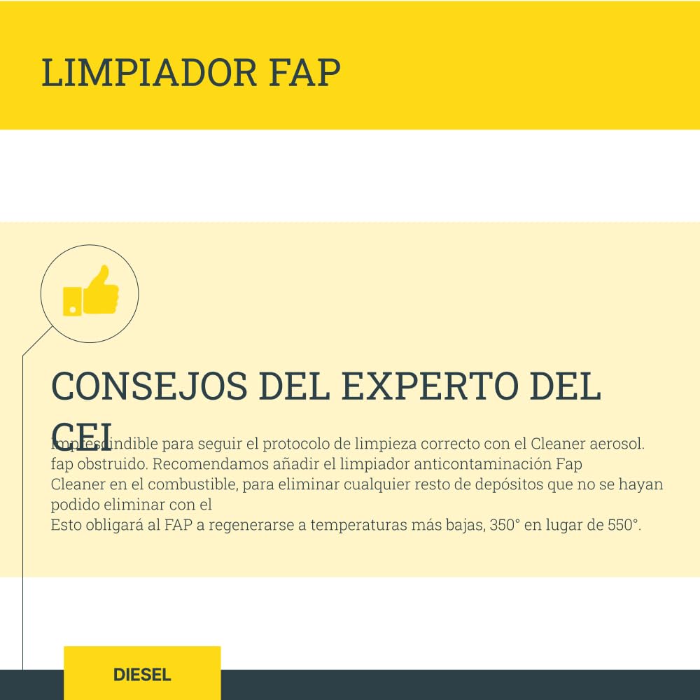 ERC | Limpiador FAP obstruido | Aerosol | Disuelve el hollín, cenizas y depósitos de carbono | Limpiador FAP sin desmontaje | Restaura el rendimiento del motor | Para motor diesel | 400 ml