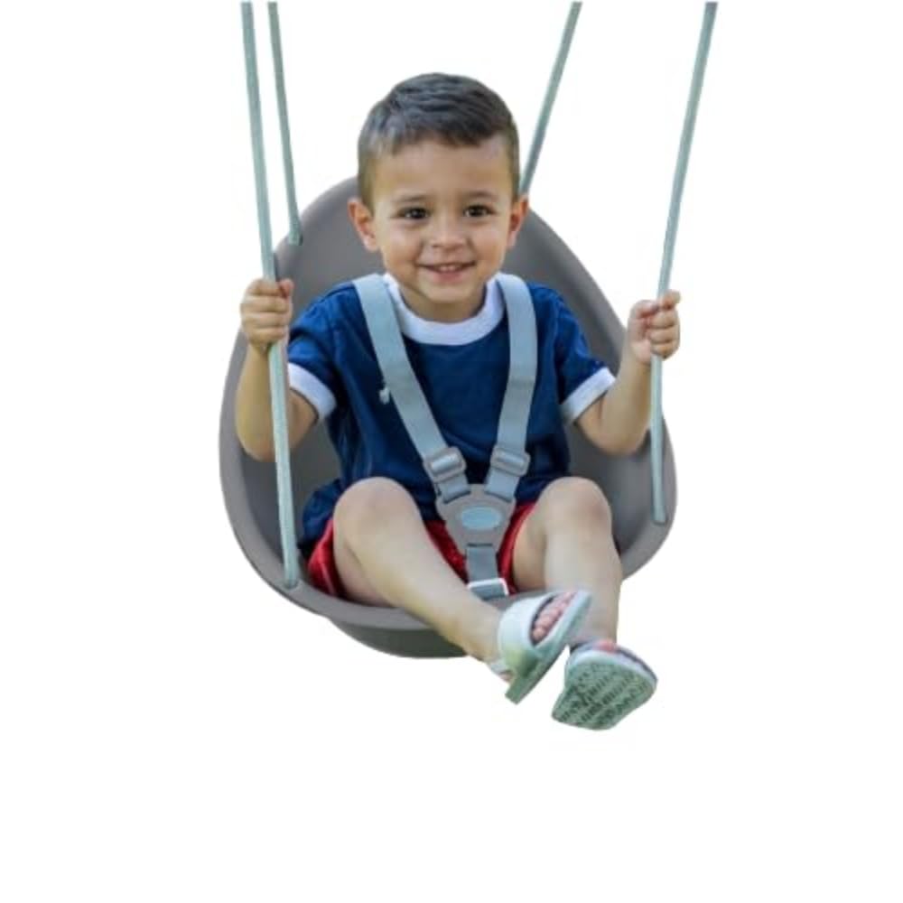 Swurfer Coconut Toddler Swing – Comfy Baby Swing Outdoor, 3- Point Adjustable Safety Harness, Secure, Safe Quick Click Locking System, Blister-Free Rope, Easy Installation, Ages 6-36 Months