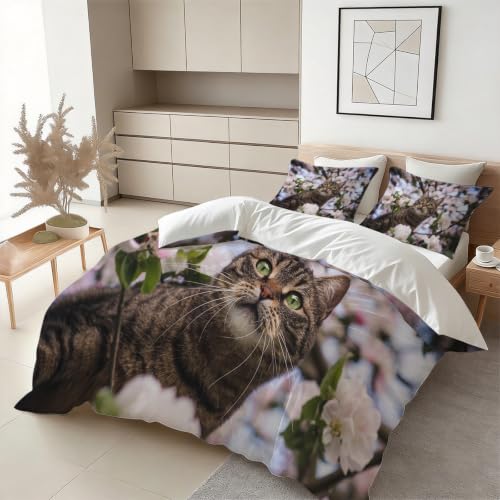 Housse de couette chat 240x260 en microfibre douce facile à enfiler avec zip - 3