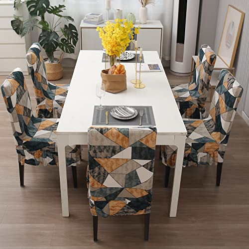 Image of HOKIPO Elastic Chair Cover Frill Set of 4 Stretchable Washable Dining Slipcovers (AR-4074-D4*4)