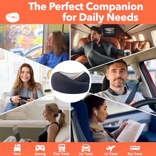 Image of Travel Pillow | High-Density Memory Foam Pillow with 360 Surround Support. Ergonomically Designed. Ideal for Airplane Travel and Home Use.